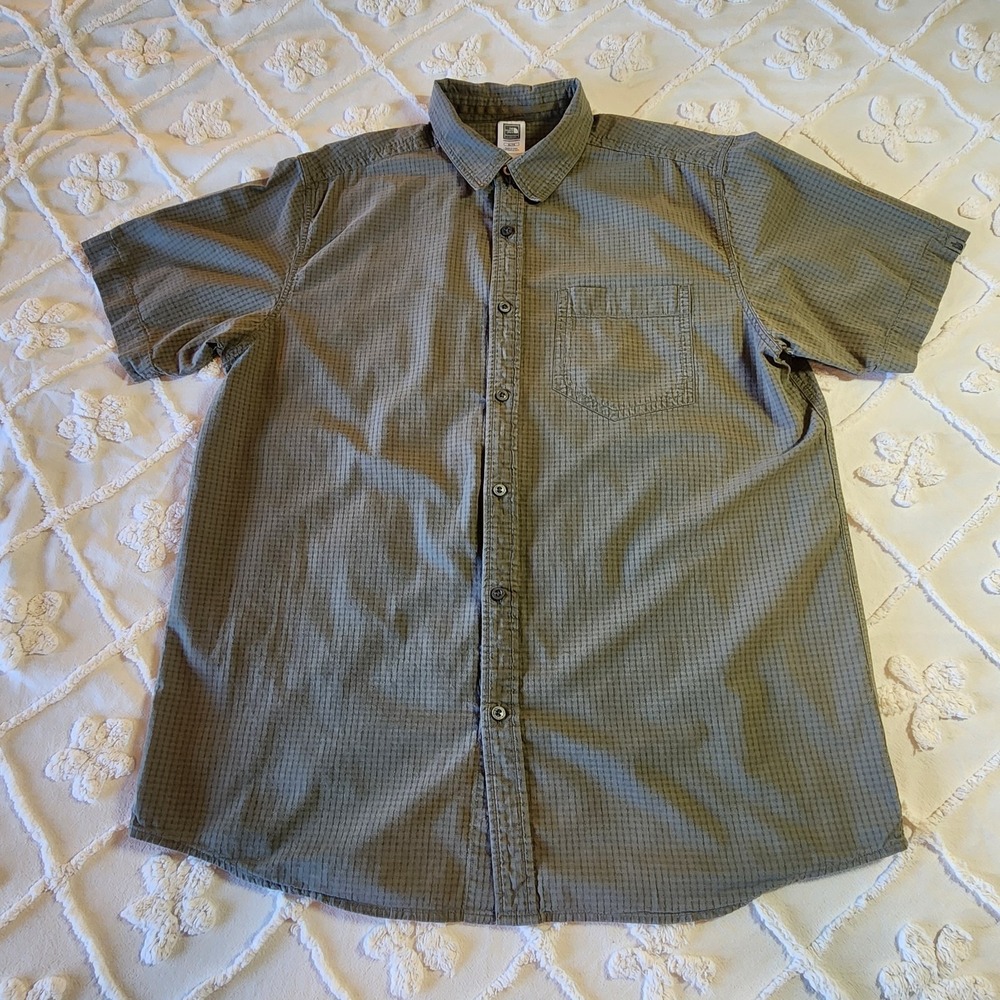 The North Face A5 Series Mens Shirt Green‎ Checkered Short Sleeve Button Down XL